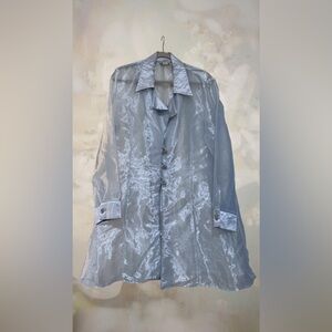 Sheer Light Blue Longline Jacket with Shimmer